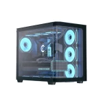 كيسة ألعاب ايروكول  P500C-G-BK-v1 متوسطة الحجم مزودة بزجاج مقسّى و4 مراوح ARGB لون أسود