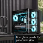 كيسة ألعاب ايروكول  P500C-G-BK-v1 متوسطة الحجم مزودة بزجاج مقسّى و4 مراوح ARGB لون أسود