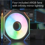 كيسة ألعاب ايروكول  P500C-G-BK-v1 متوسطة الحجم مزودة بزجاج مقسّى و4 مراوح ARGB لون أسود