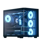 كيسة ألعاب ايروكول  P500C-G-BK-v1 متوسطة الحجم مزودة بزجاج مقسّى و4 مراوح ARGB لون أسود