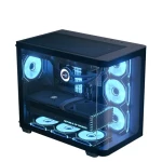 كيسة ألعاب ايروكول  P500C-G-BK-v1 متوسطة الحجم مزودة بزجاج مقسّى و4 مراوح ARGB لون أسود