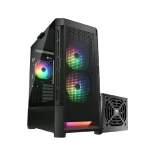 كيسة ألعاب Cougar Airface RGB STC 600W متوسطة الحجم مزودة بثلاث مراوح ARGB ووحدة إمداد طاقة 600 واط