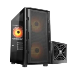 كيسة من COUGAR UNIFACE MINI RGB مع زجاج مقسّى و 3 مراوح ARGB + وحدة إمداد طاقة STC بقوة  600 واط - أسود