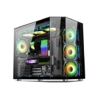 كيسة ألعاب Xander Crystal مزود 7 ARGB مراوح برج متوسط باللون الاسود + طاقة 850 واط 80 بلس برونز