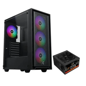 كيسة ألعاب XIGMATEK SKY II متوسطة الحجم بأربع مراوح وإضاءة RGB مع  X-POWER بقوة 600 واط 80 -  EN44328