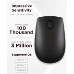 Lenovo 300 Wireless Compact Mouse with Battery - GX30K79401 - Black