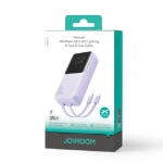 Joyroom Mini Wired Power Bank, 10000mAh, 30Watt, 4 Port, Type-C – Lightning Cables, Purple - JR-PBC06