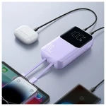 Joyroom Mini Wired Power Bank, 10000mAh, 30Watt, 4 Port, Type-C – Lightning Cables, Purple - JR-PBC06