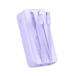 Joyroom Mini Wired Power Bank, 10000mAh, 30Watt, 4 Port, Type-C – Lightning Cables, Purple - JR-PBC06