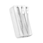 Joyroom Mini Wired Power Bank, 10000mAh, 30Watt, 4 Port, Type-C – Lightning Cables, White - JR-PBC06