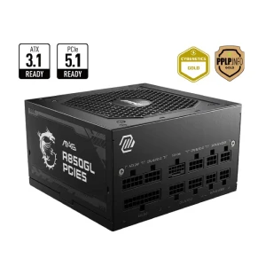 مزود طاقة للألعاب MSI MAG A850GL بقوة 850 واط PCIE 5 ATX 3.0 - وحدات كاملة - معتمد من 80 Plus Gold