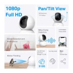 كاميرا أمان منزلية من TP-Link Tapo C200C التحريك/الإمالة واي-فاي- لون ابيض