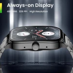 Amazfit Pop 3S Bluetooth Calls Smart watch with 1.96” AMOLED Display and AI Voice Assistance WaterProof  – Metallic Black