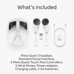 Meta Quest 3 Virtual Reality Headset 128 GB, 8GB RAM with 2 Controllers - White