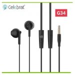 Celebrat G34 Earphone With Microphone HiFi Stereo Sound 120 Cm Length Black - 14 Days warranty