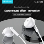 Celebrat G34 Earphone With Microphone HiFi Stereo Sound 120 Cm Length White - 14 Days warranty