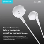 Celebrat G34 Earphone With Microphone HiFi Stereo Sound 120 Cm Length White - 14 Days warranty