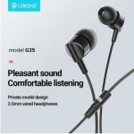 Celebrat G35 Earphone With Microphone HiFi Stereo Sound 120 Cm Length Black - 14 Day Warranty