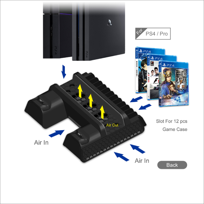 DOBE PS4 Slim Pro Multifunctional Cooling Stand