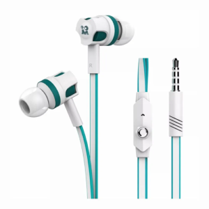 LANGSDOM LDNIO JM26 Earbuds Super Bass 3.5mm FLAT Wired Stereo Earphones - White