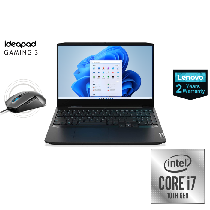 Lenovo IdeaPad Gaming 3 15IMH05 Gaming Laptop Intel Ci7 10750H 16GB 1TB + 256GB SSD 15.6-inch 120Hz GTX 1650Ti 4GB M100 RGB Mouse - 81Y4010BED