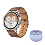 Huawei Smart Watch GT 5 Waterproof 46 mm 1.43" AMOLED With Leather Strap + Freebuds 5i Gift - Brown