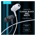 Celebrat G25 Earphone With Microphone Controller 1.2 Meter Length Black 14 Day Warranty