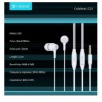 Celebrat G25 Earphone With Microphone Controller 1.2 Meter Length White -14 Day Warranty