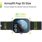 ساعة ذكية امازفيت Amazfit Pop 3S مقاومة للماء شاشة اموليد 1.96 بوصة - أسود