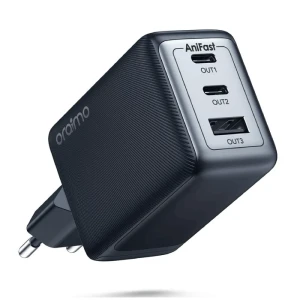 Oraimo OCW-E111T Wall Charger 3 Ports 2x Type-C + USB 65W Fast Charging - Black