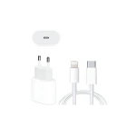 20W USC-C Power Adapter With USB-C to Lightning Cable White