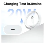 20W USC-C Power Adapter With USB-C to Lightning Cable White