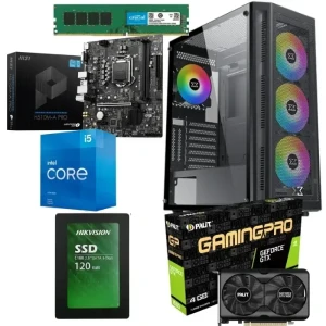 PC Gaming Bundle Intel Ci5-11400F MSI H510M-A PRO Motherboard 16GB RAM 120GB SSD NVIDIA GeForce GTX 1650 4GB Gaming Case