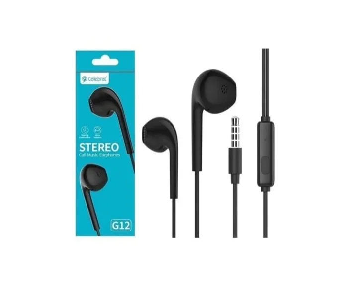 CELEBRAT G12 Wired  Stereo Sound Earphone  Black