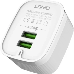 Ldnio A201 Micro Travel Charger 2.4A  with Dual USB Ports - White