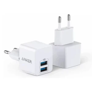 Anker A2620L22 PowerPort Dual-Port USB 3.0 Wall Charger, 12W - White