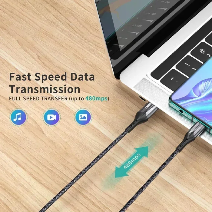Choetech 5A Super-Fast Charge Data 2 Meters Cable USB-A to USB-C  Black  CHT-AC0015-BK-PE