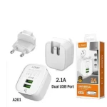 Ldnio A201 Micro Travel Charger with Dual USB Ports White