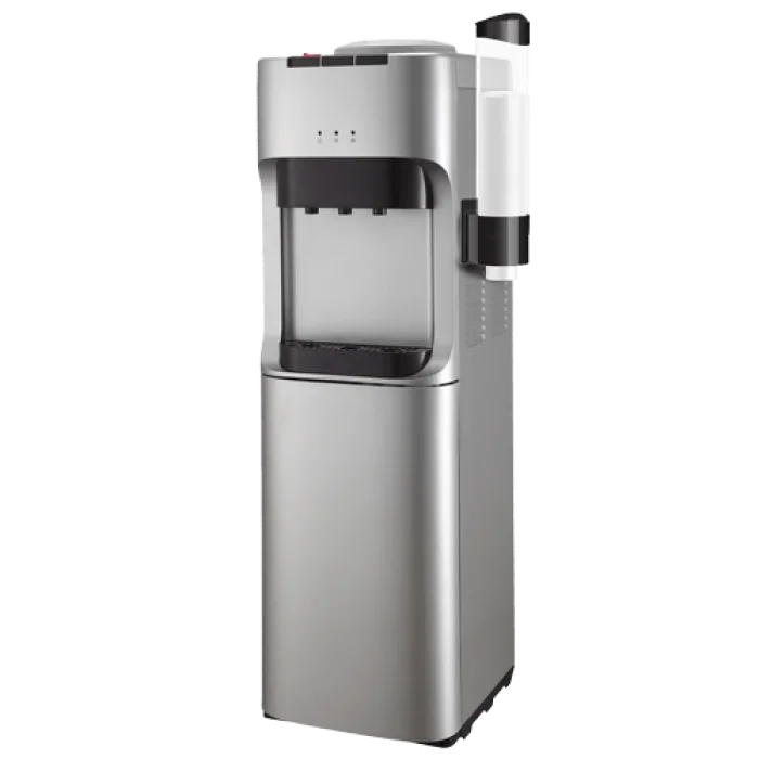 Fresh Water Dispenser 3 Taps Hot Cold Warm With Portfolio With Cup Holder, Grey - FW-16VCDH