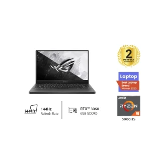 Asus ROG Zephyrus G14 GA401QM-HZ025T Gaming Laptop, 14-inch FHD (1920 x 1080) 144Hz, AMD Ryzen 9, 16GB DDR4, 1TB PCIe SSD, NVIDIA GeForce RTX 3060, Windows 10 Home, 90NR05S3-M000Y0, Eclipse G