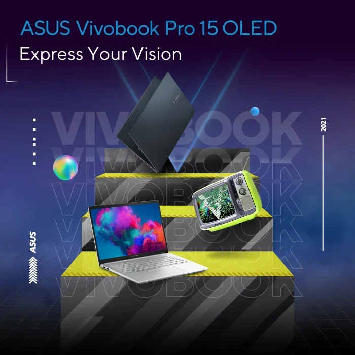 Asus Vivobook Pro D3500QC-OLED007W Laptop 15.6-inch OLED AMD R7 5800H 16GB RAM 512GB SSD GeForce RTX 3050 4GB Win11 FingerPrint 90NB0UT2-M009P0 Blue