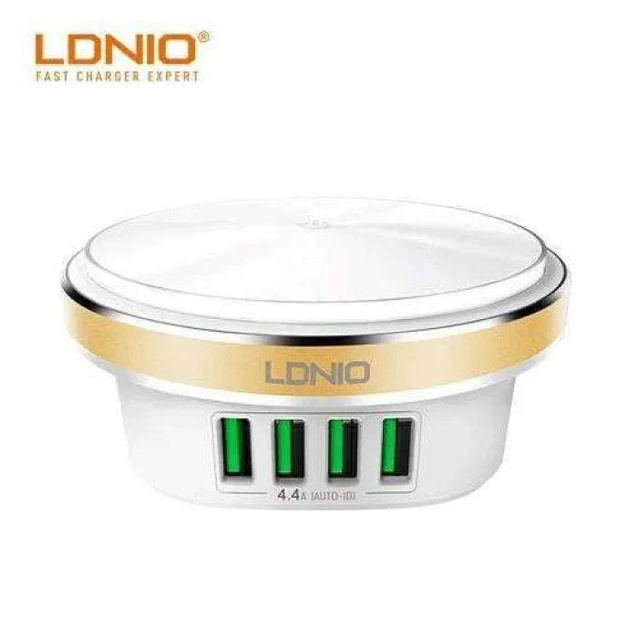 LDNIO A4406 4Port USB LED Press Lamp Fast Charger