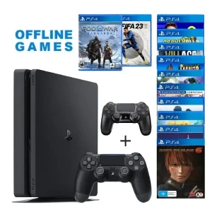 PS4 Sony PlayStation 4 Slim 1TB Gaming Console + Extra Dual shock + 12 Offline Games FREE