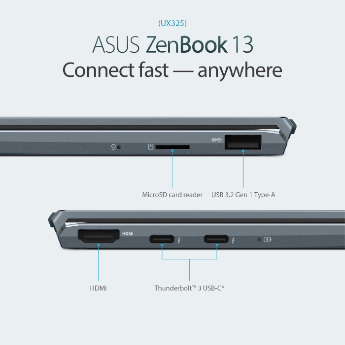  ASUS ZenBook 14 Ultra-Slim Laptop 14” Full HD NanoEdge Display,  Intel Core i5-1135G7, 8GB RAM, 512GB PCIe SSD, NumberPad, Thunderbolt 4,  Windows 10 Home, AI noise-cancellation, Pine Grey, UX425EA-EH51 :  Electronics