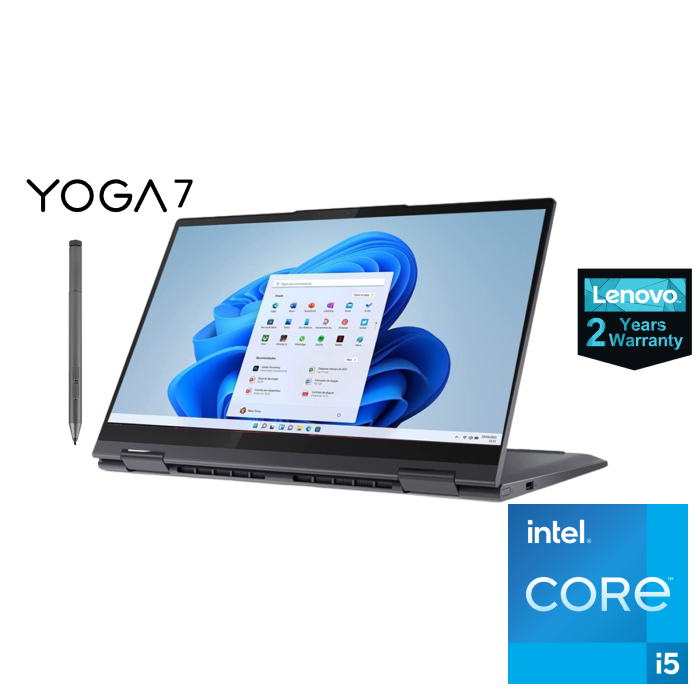 Lenovo Yoga7 14ITL5 Touch Laptop Intel Ci5-1135G7 8GB RAM 512GB SSD 14-inch Touch Screen Intel Iris Xe Graphics  Win11 Slate Grey 2 Years Warranty