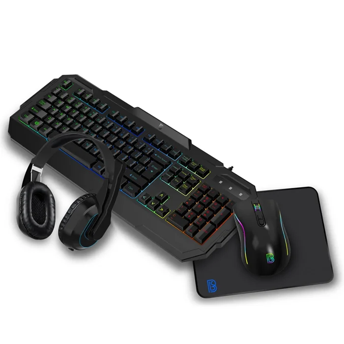 BST-ST4 RGB Gaming Combo Keyboard Mouse Headphone And Mouse Pad 4 in 1