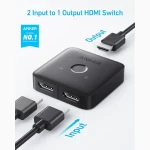 انكر محول HDMI ثنائي الاتجاه 2 في 1 بدقة 4كيه@60 هرتز، رمادي - A83H10A1