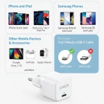 Anker PowerPort III Cube 20W Wall Charger PD Type-C Fast Charging A2149L23 - White