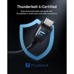 كابل انكر برايم  Thunderbolt 4 مضفر بطول 3 أقدام وقوة 240 وات باللون الأسود - A84N0011