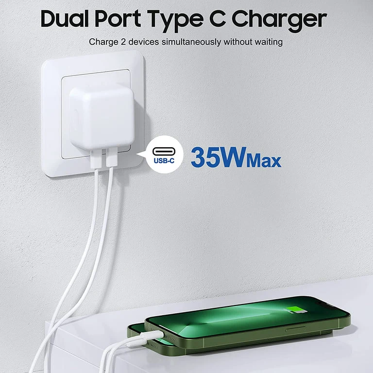 35W Dual USB-C Port Compact Power Adapter - Apple